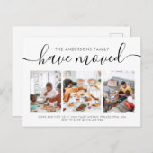 Minimalistische Skriptkalligraphie 3 Foto-Verschie Ankündigungspostkarte (Vorne/Hinten)