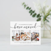 Minimalistische Skriptkalligraphie 3 Foto-Verschie Ankündigungspostkarte (Stehend Vorderseite)