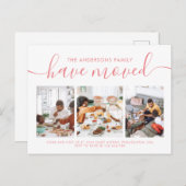 Minimalistische Skriptkalligraphie 3 Foto-Verschie Ankündigungspostkarte (Vorne/Hinten)