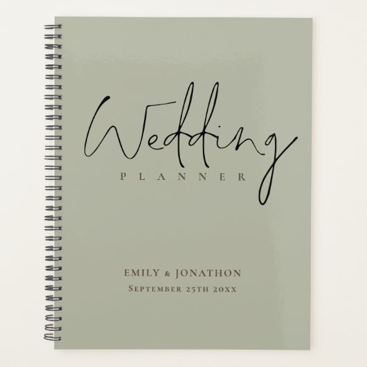 Minimalistische Skriptnamen Datum der Hochzeit von Planer (Vorderseite)