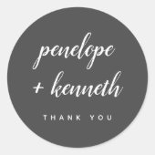 Minimalistische Skriptnamen Moderne Hochzeit Schwa Runder Aufkleber (Vorderseite)