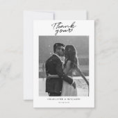 Minimalistische Skriptpaare Hochzeit Foto Dankeskarte (Vorderseite)