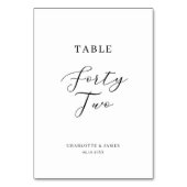 Minimalistische Skripttabelle, zweiundvierzig Tisc Tischnummer (Rückseite)