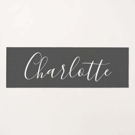 Minimalistische Skripttypografie Name Schwarz/Weiß Yogamatte (Vorderseite (Horizontal))