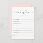 Minimalistische Skriptwünsche für Braut und Bräuch Hinweiskarte<br><div class="desc">Minimalistisches Dainty Script wünscht die Bride and Groom Card. Moderne und elegante Hochzeitsnacht wünscht sich eine Karte mit kindischer Schrift,  klassischer Typografie und schwarz rosa Rückfarbe. Diese Hochzeitsnacht ist perfekt für jedes Hochzeitsthema. Passen Sie die Rückseite an,  indem Sie ein Foto oder ein anderes Bild hinzufügen.</div>