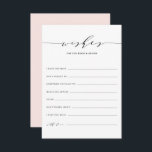 Minimalistische Skriptwünsche für Braut und Bräuch Hinweiskarte<br><div class="desc">Minimalistisches Dainty Script wünscht die Bride and Groom Card. Moderne und elegante Hochzeitsnacht wünscht sich eine Karte mit kindischer Schrift,  klassischer Typografie und schwarz rosa Rückfarbe. Diese Hochzeitsnacht ist perfekt für jedes Hochzeitsthema. Passen Sie die Rückseite an,  indem Sie ein Foto oder ein anderes Bild hinzufügen.</div>