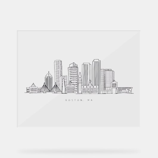 Minimalistische Skyline-Illustration in Boston Cit Acrylschild (Vorderseite)