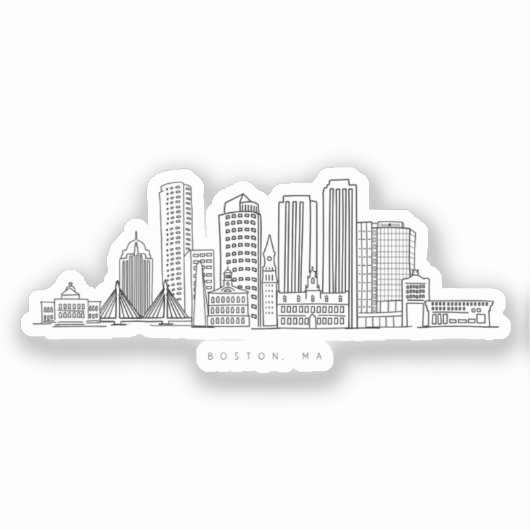 Minimalistische Skyline-Illustration in Boston Cit Aufkleber (Vorderseite)