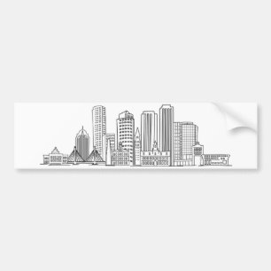 Minimalistische Skyline-Illustration in Boston Cit Autoaufkleber
