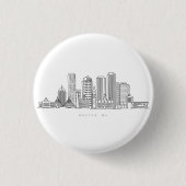Minimalistische Skyline-Illustration in Boston Cit Button (Vorderseite)