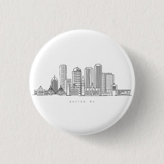 Minimalistische Skyline-Illustration in Boston Cit Button (Vorderseite)