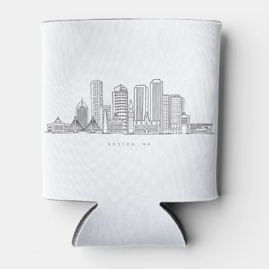 Minimalistische Skyline-Illustration in Boston Cit Dosenkühler (Vorderseite)
