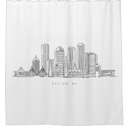 Minimalistische Skyline-Illustration in Boston Cit Duschvorhang