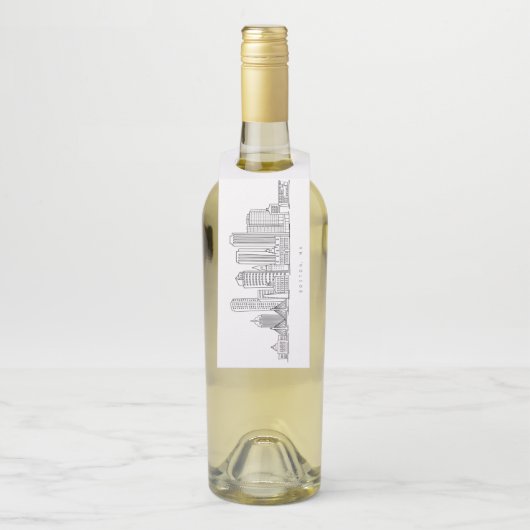 Minimalistische Skyline-Illustration in Boston Cit Flaschenanhänger (Auf Flasche)