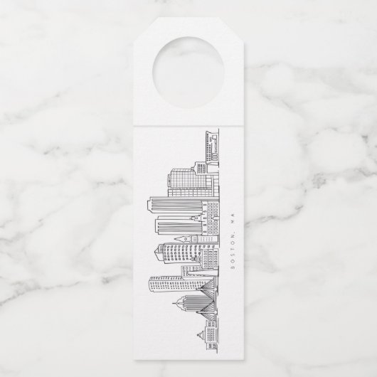 Minimalistische Skyline-Illustration in Boston Cit Flaschenanhänger (Vorderseite)