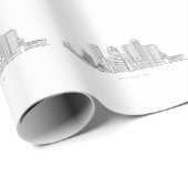 Minimalistische Skyline-Illustration in Boston Cit Geschenkpapier (Rolleneckpunkt)
