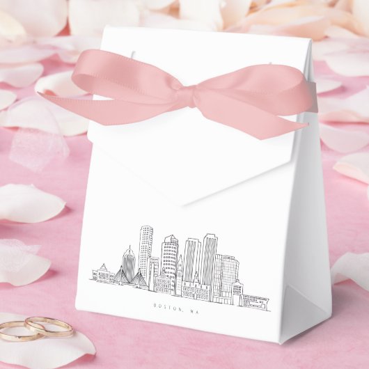 Minimalistische Skyline-Illustration in Boston Cit Geschenkschachtel (Hochzeit)
