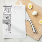 Minimalistische Skyline-Illustration in Boston Cit Geschirrtuch (Viertel Falte)