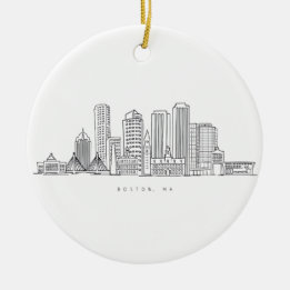 Minimalistische Skyline-Illustration in Boston Cit Keramik Ornament