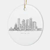 Minimalistische Skyline-Illustration in Boston Cit Keramik Ornament (Links)