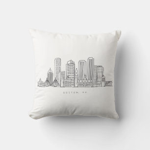 Minimalistische Skyline-Illustration in Boston Cit Kissen