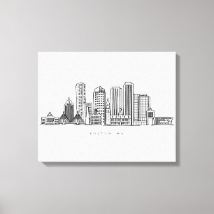 Minimalistische Skyline-Illustration in Boston Cit Leinwanddruck