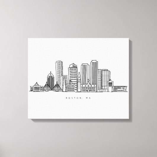 Minimalistische Skyline-Illustration in Boston Cit Leinwanddruck (Vorderseite)
