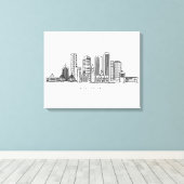 Minimalistische Skyline-Illustration in Boston Cit Leinwanddruck (Insitu (Holzboden))