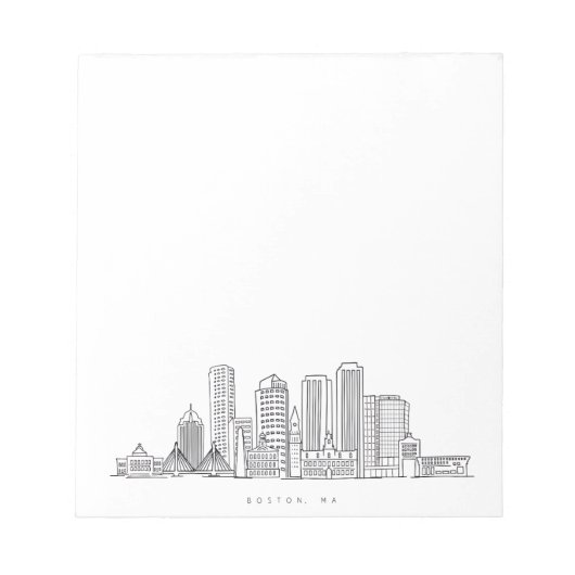 Minimalistische Skyline-Illustration in Boston Cit Notizblock (Vorderseite)