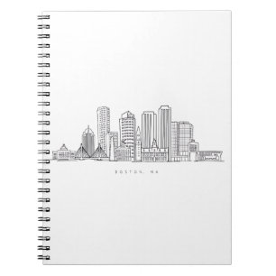 Minimalistische Skyline-Illustration in Boston Cit Notizblock