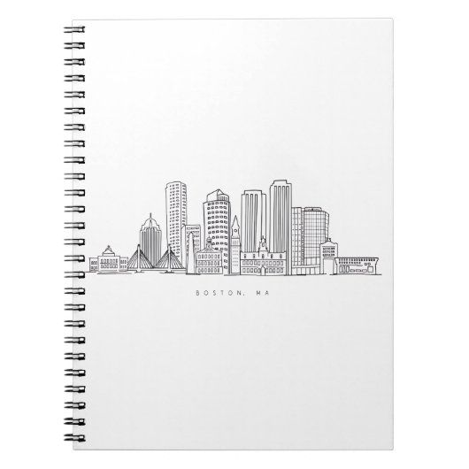 Minimalistische Skyline-Illustration in Boston Cit Notizblock (Vorderseite)