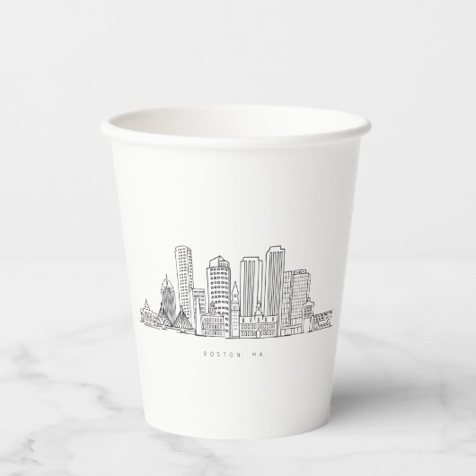 Minimalistische Skyline-Illustration in Boston Cit Pappbecher (Vorderseite)