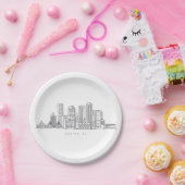 Minimalistische Skyline-Illustration in Boston Cit Pappteller (Party)