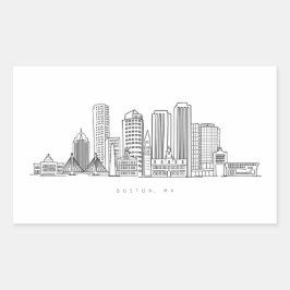 Minimalistische Skyline-Illustration in Boston Cit Rechteckiger Aufkleber