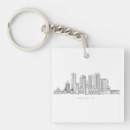 Minimalistische Skyline-Illustration in Boston Cit Schlüsselanhänger