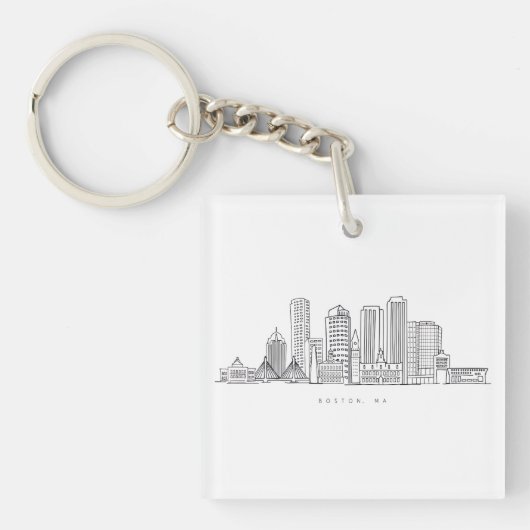 Minimalistische Skyline-Illustration in Boston Cit Schlüsselanhänger (Vorderseite)
