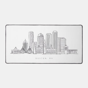 Minimalistische Skyline-Illustration in Boston Cit Schreibtischunterlage
