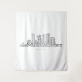 Minimalistische Skyline-Illustration in Boston Cit Wandteppich (Vorderseite)