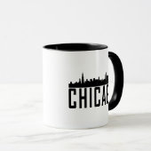 Minimalistische Skyline-Silhouette in Chicago Tasse (VorderseiteRechts)