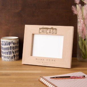 Minimalistische Skyline-Silhouette von Chicago Cit Geätzte Rahmen