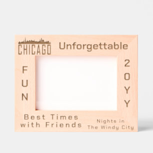 Minimalistische Skyline-Silhouette von Chicago Cit Geätzte Rahmen