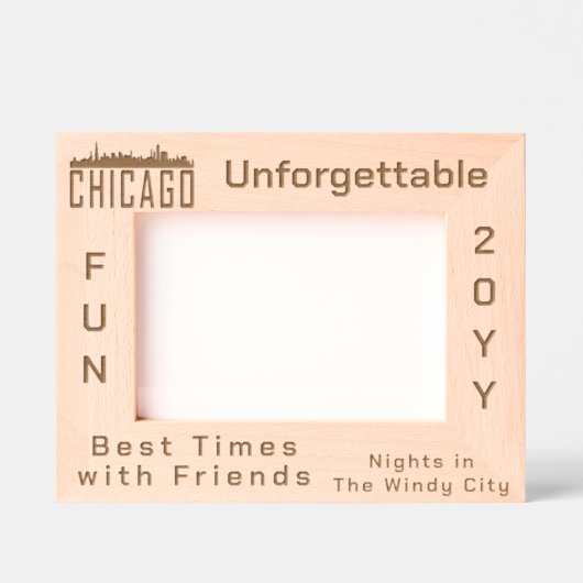 Minimalistische Skyline-Silhouette von Chicago Cit Geätzte Rahmen (Vorderseite)
