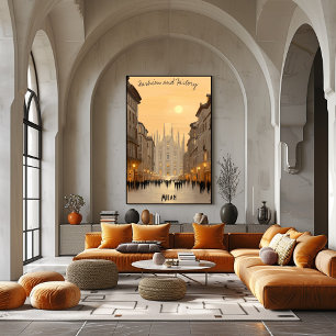 Minimalistische Skyline von Mailand – Sanfte Töne Poster