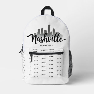 Minimalistische Skyline von Nashville, Stadt Tenne Bedruckter Rucksack