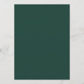 Minimalistische Smaragdgrüne Hochzeit eines Tages Menükarte (Rückseite)