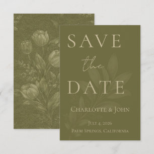 Minimalistische Smaragdgrüne Save-the-Date-Karte Save The Date