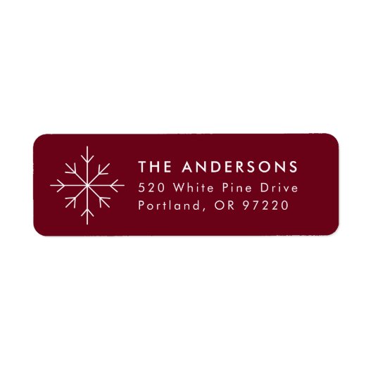 Minimalistische Snowflake Cranberry Rücksendeadres (Vorne)