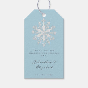 Minimalistische Snowflake-Hochzeit Ice Blue Gevo Geschenkanhänger