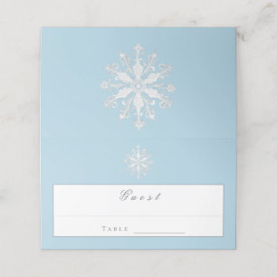 Minimalistische Snowflake-Hochzeit Ice Blue Platzkarte
