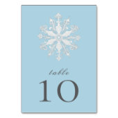 Minimalistische Snowflake-Hochzeit | Ice Blue Tischnummer (Rückseite)